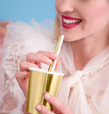 Papieren Rietjes Met Madeliefjes Wit/Goud (10st)