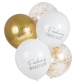 Happy Fucking Everything Feestballonnen Wit/Goud (5st)