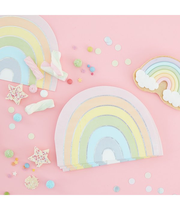 Pastel Iriserende Servetten Regenboog vorm (16st)