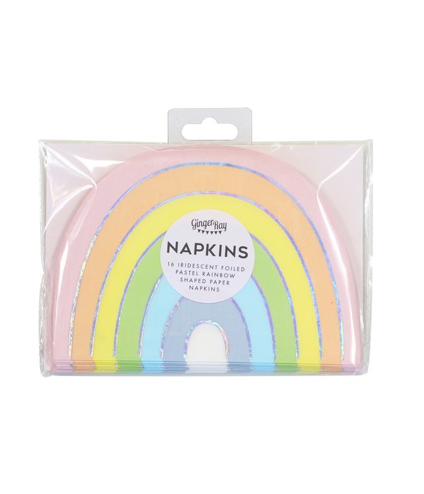 Pastel Iriserende Servetten Regenboog vorm (16st)