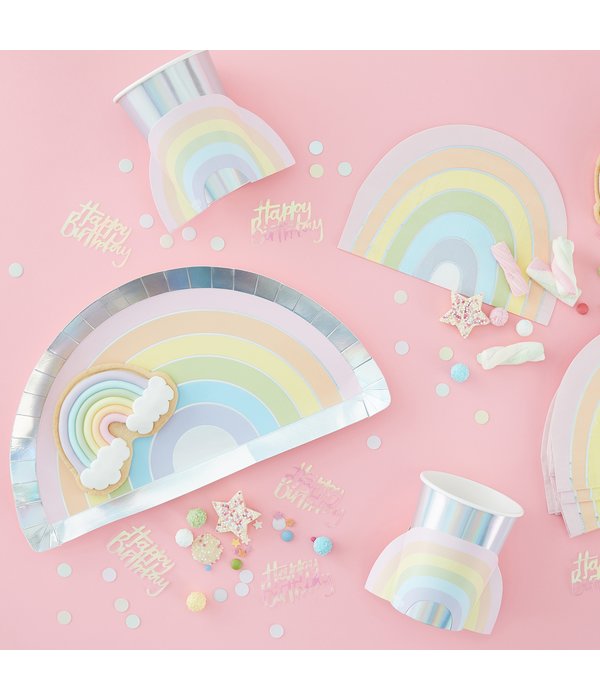 Pastel Iriserende Servetten Regenboog vorm (16st)
