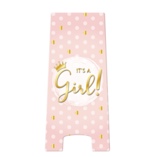 Waarschuwingsbord It's A Girl Roze/Goud