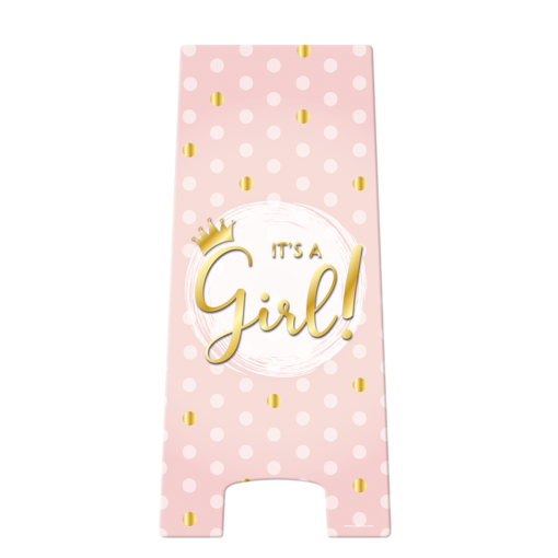 Waarschuwingsbord It's A Girl Roze/Goud