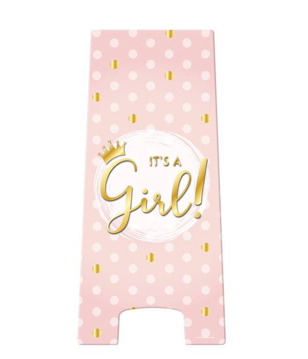 Waarschuwingsbord It's A Girl Roze/Goud