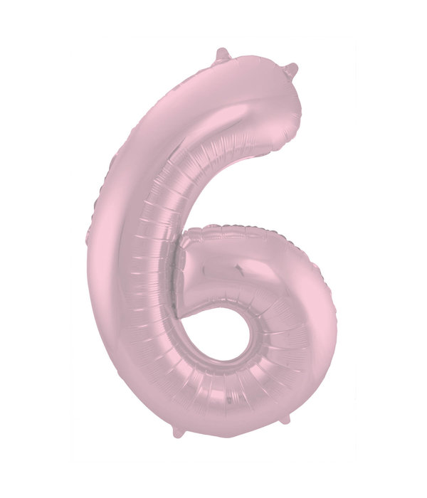 Folieballon Pastel Roze Metallic Mat Cijfer 6 - 86 cm