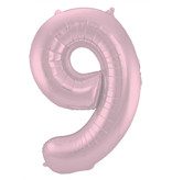 Folieballon Pastel Roze Metallic Mat Cijfer 9 - 86 cm