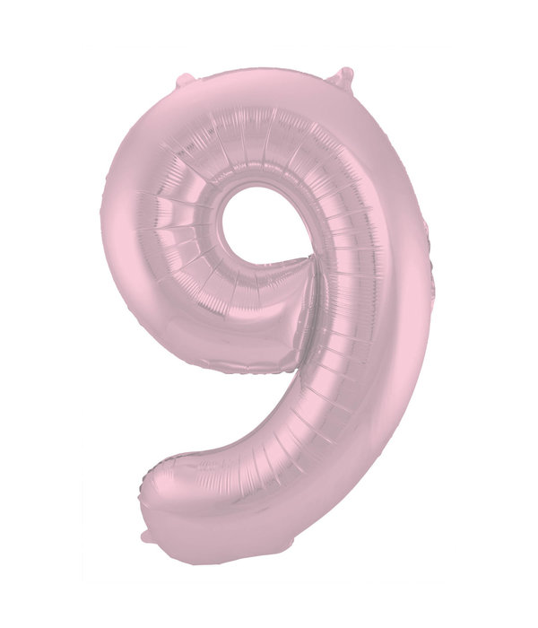 Folieballon Pastel Roze Metallic Mat Cijfer 9 - 86 cm