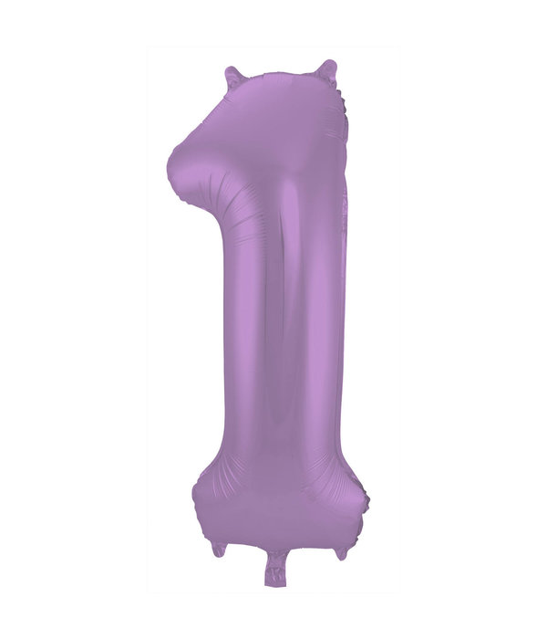 Folieballon Paars Metallic Mat Cijfer 1 - 86 cm