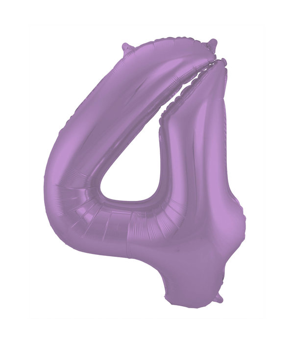 Folieballon Paars Metallic Mat Cijfer 4 - 86 cm