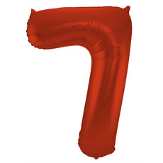 Folieballon Rood Metallic Mat Cijfer 7 - 86 cm