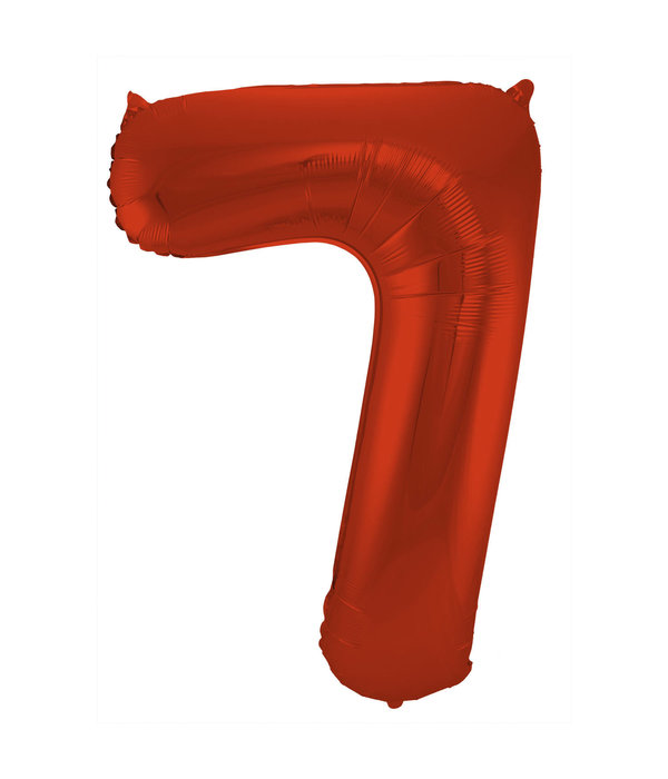 Folieballon Rood Metallic Mat Cijfer 7 - 86 cm