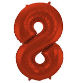 Folieballon Rood Metallic Mat Cijfer 8 - 86 cm