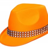 Kojakhoed oranje met strass-band