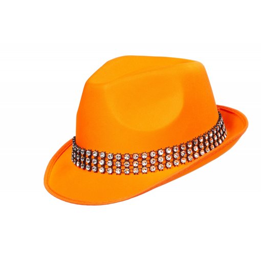 Kojakhoed oranje met strass-band