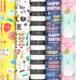 Cadeaupapier Happy Birthday Geel