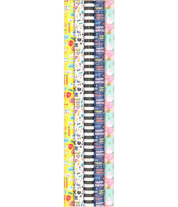 Cadeaupapier Party Time Ballonnen Pink