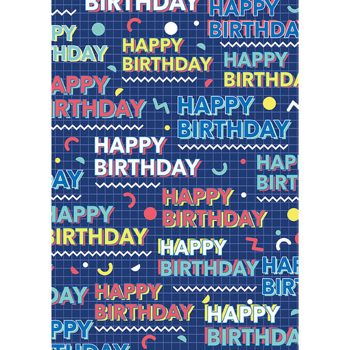 Cadeaupapier Happy Birthday Blauw