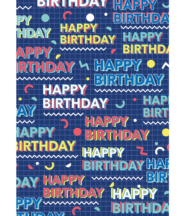Cadeaupapier Happy Birthday Blauw