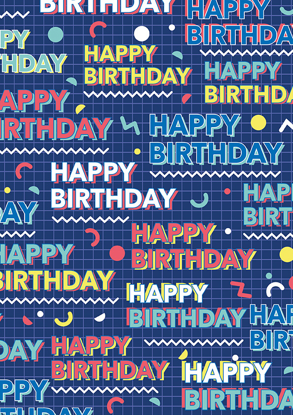 Cadeaupapier Happy Birthday Blauw