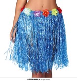 Hawaii Rokje Blauw Met Bloemen 55 cm