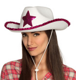 Hoed Rodeo star wit/roze