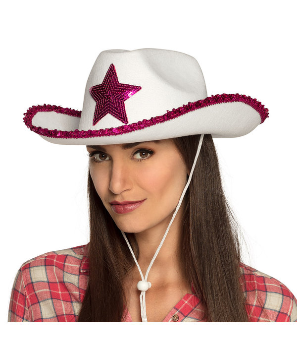 Hoed Rodeo star wit/roze