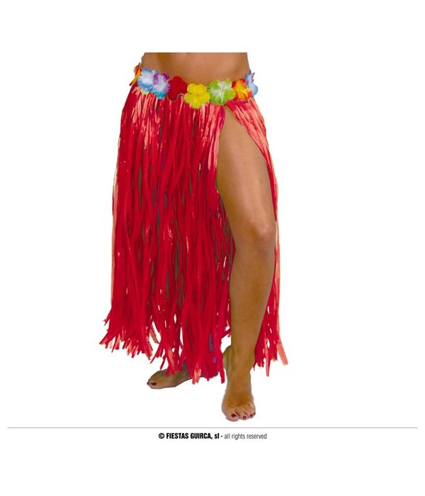 Rode Tropical Sliertjes Rok met Bloemen 75cm