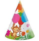 Jungle Dieren Balloons Feesthoedjes (6st)