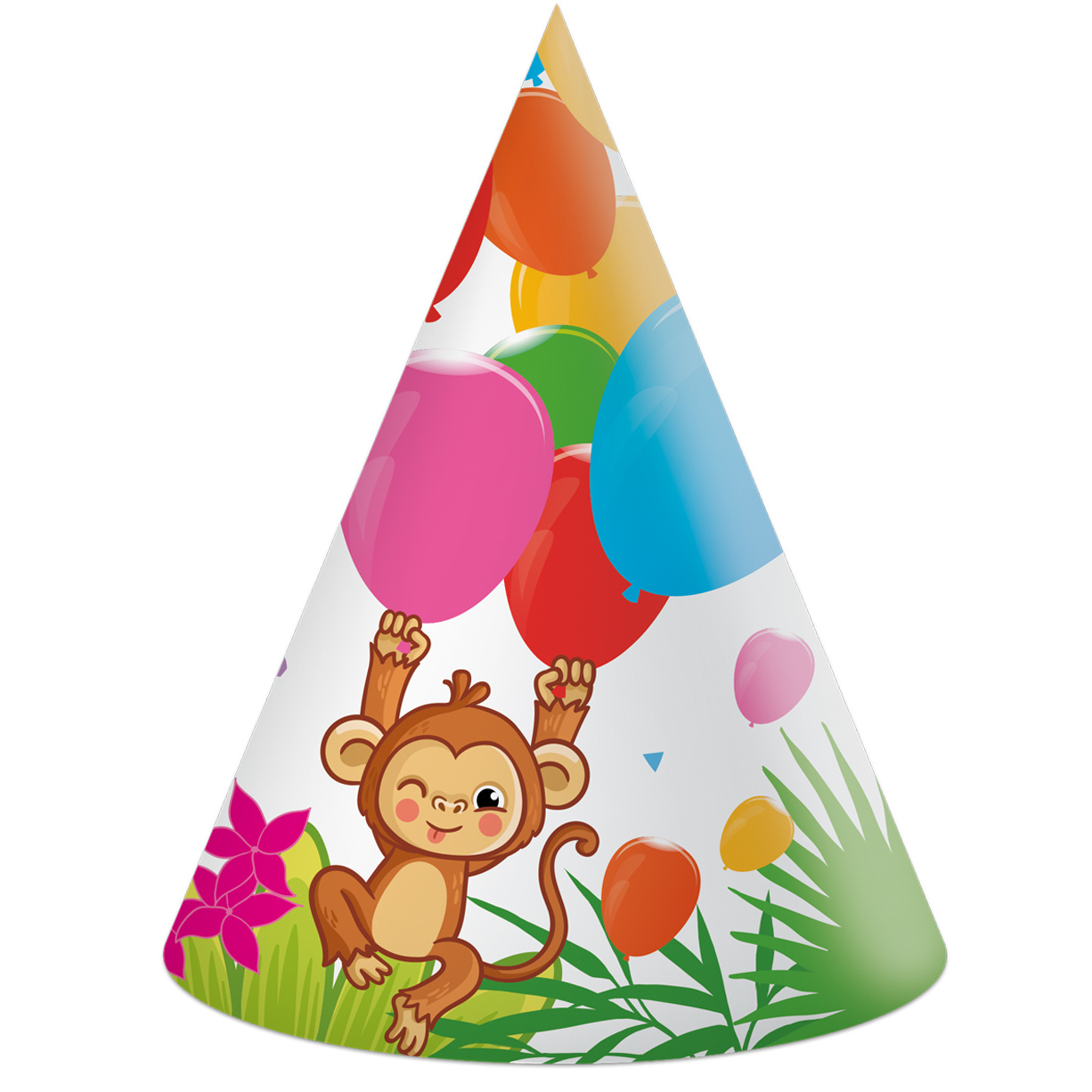 Jungle Dieren Balloons Feesthoedjes (6st) afbeelding