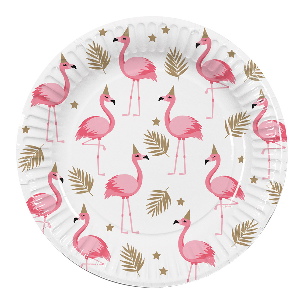 Flamingo Partybordjes 23cm (10st) afbeelding