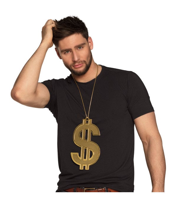 Foute Dollar Ketting Goud XXL