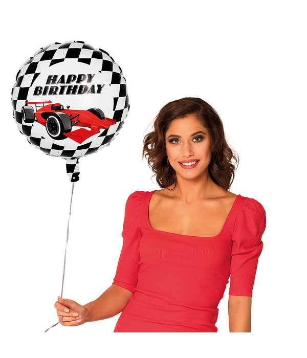 Race Folieballon Happy Birthday Racewagen (45cm)