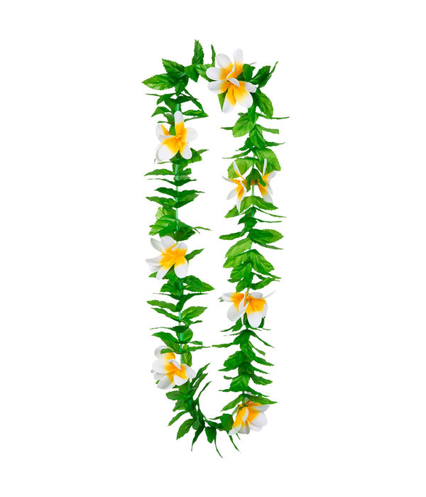 Groene Hawaiikrans Met Witte Bloemen