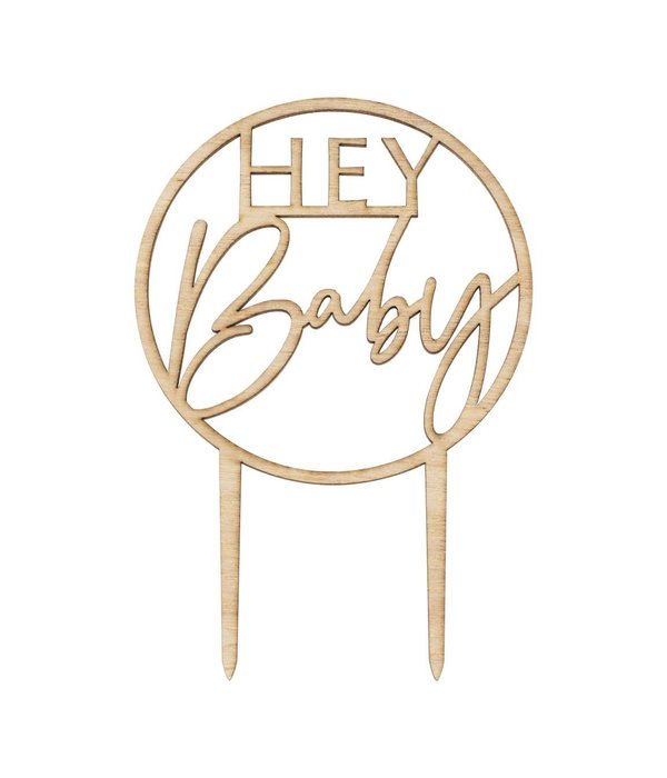 Houten Taarttopper ''Hey Baby''