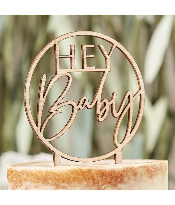 Houten Taarttopper ''Hey Baby''