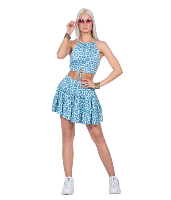 Festival Outfit Dames 2-delig Blue Flowers