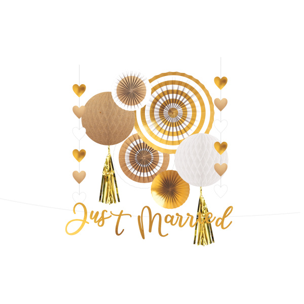 Hangdecoratie Just Married Goud afbeelding