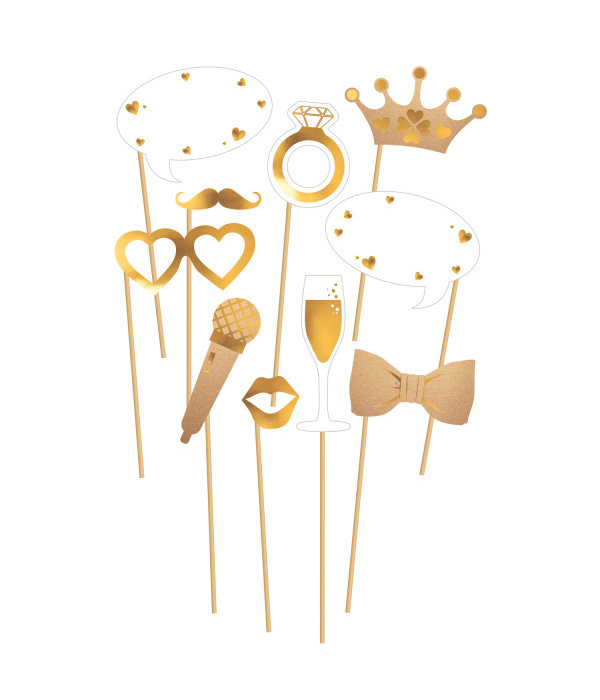 Photo Booth Bruiloft Goud (10st)