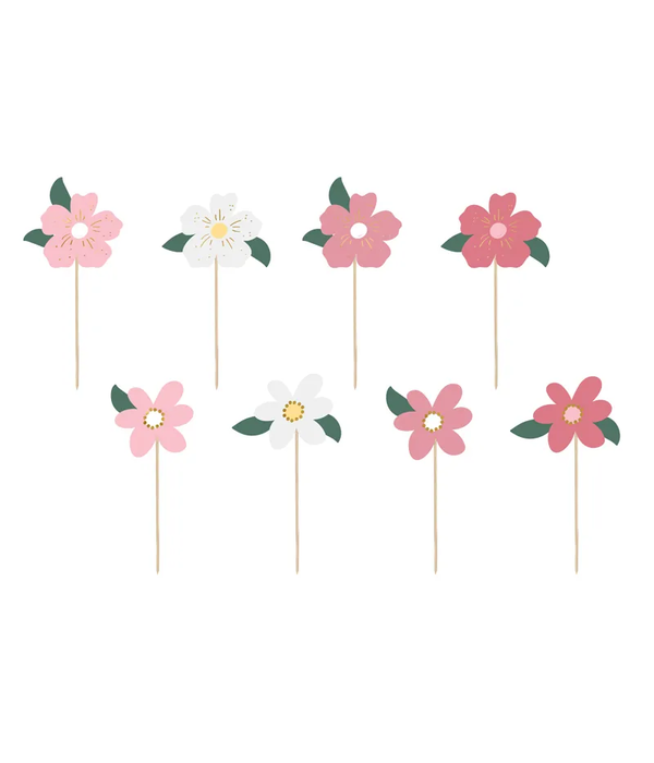 Taarttoppers Bloemen Mix Set (8 st)