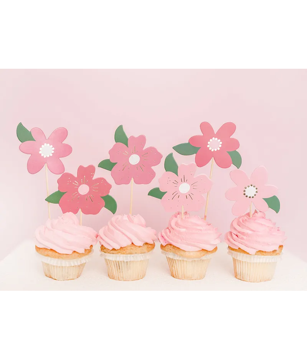 Taarttoppers Bloemen Mix Set (8 st)