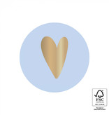 Cadeausticker Hartje Pastel Lichtblauw/Goud