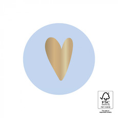 Cadeausticker Hartje Pastel Lichtblauw/Goud