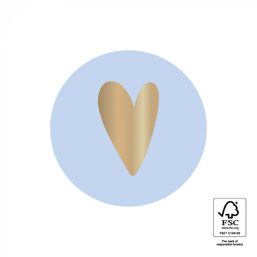 Cadeausticker Hartje Pastel Lichtblauw/Goud