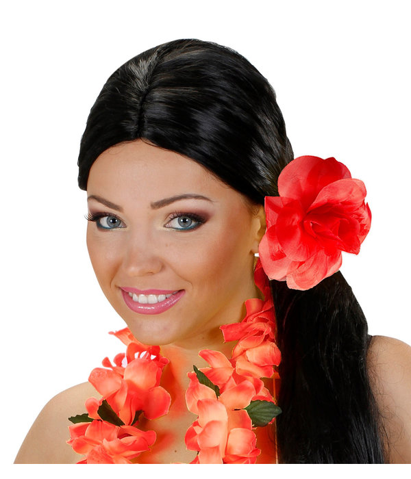 Haarclip met rode roos 10 cm