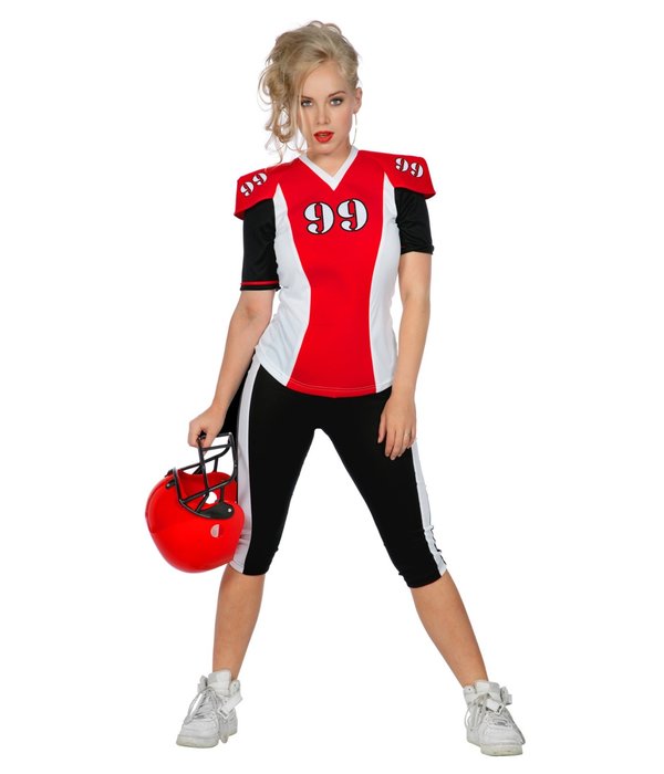 American Football Kostuum Rood/Zwart Vrouw