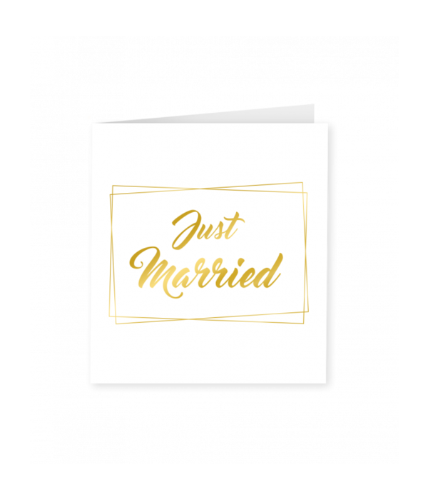 Just Married Wenskaart Goud/Wit