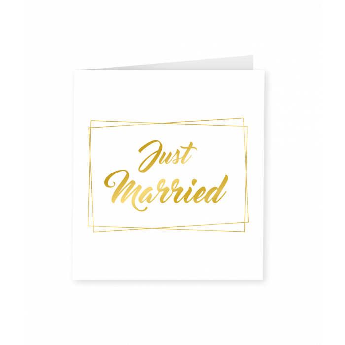 Just Married Wenskaart Goud/Wit