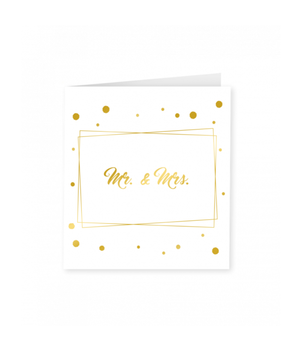 Mr & Mrs Wenskaart Goud/Wit