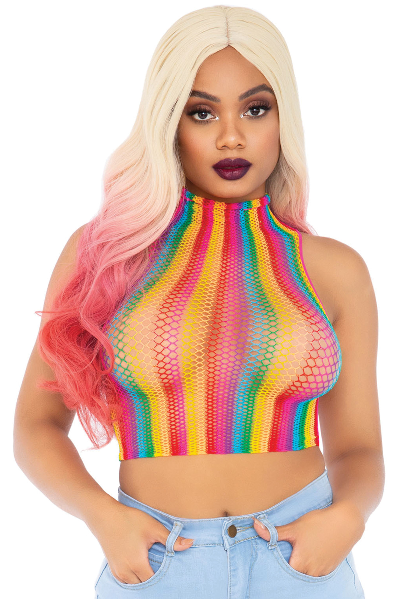 Sexy Regenboog Crop Top afbeelding
