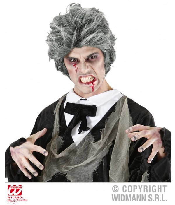 Zombie pruik grijs